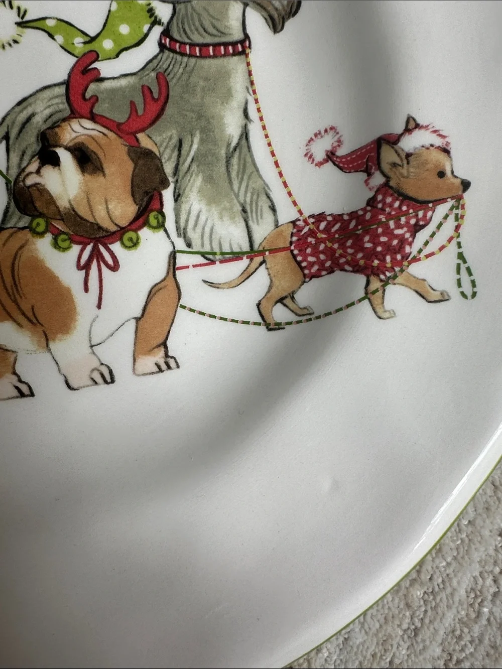 Set of 4 PIER 1 Park Avenue Holiday Puppies Salad Plates Ironstone 8 3/4”